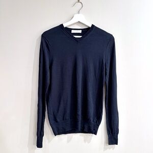 Sandro Paris Women’s Navy V-Neck Sweater XS Lightweight Knit Pullover